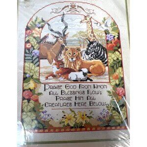 Bucilla Counted Cross-Stitch Kit "Praise God" Sampler 11x14 Nancy Rossi Design